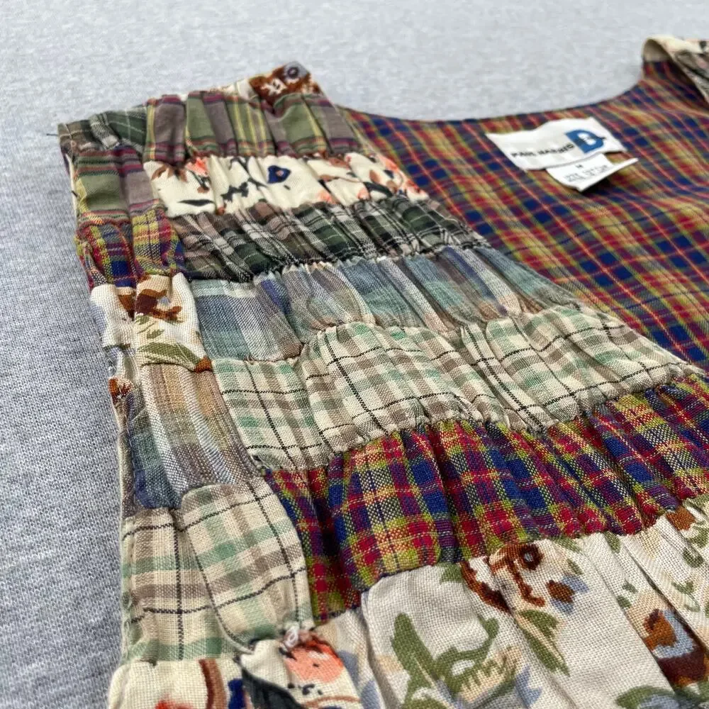 VTG Paul Harris Patchwork Vest Womens M Floral Plaid Cottagecore Fairy Grunge